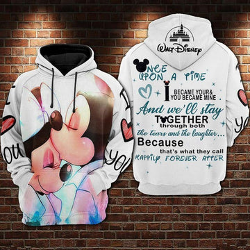 Disney Minnie And Mickey Mouse Love, Once Upon A Time I Became Your And You Became Mine Aop Hoodie