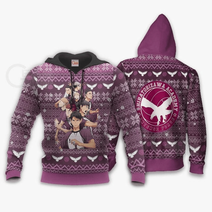 Shiratorizawa Academy Ugly Christmas Haikyuu Anime Manga For Men And Women 3d Hoodie Zip Hoodie