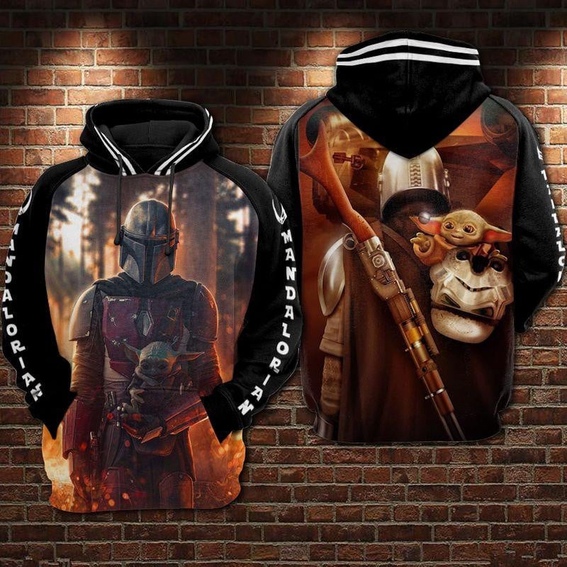 Star Wars The Mandalorian And Baby Yoda All Over Print Hoodie