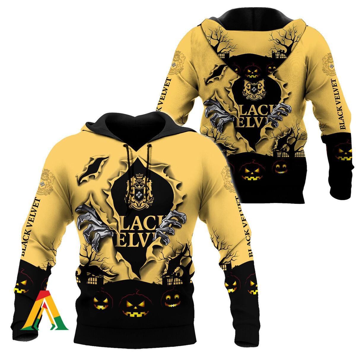 Scary Night Halloween Black Velvet Whisky Hoodie &amp; Zip Hoodie