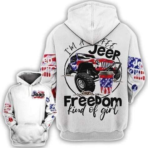 Jeep Lover Gift, Freedom Kind Of Girl All Over Print Hoodie, Zip Hoodie