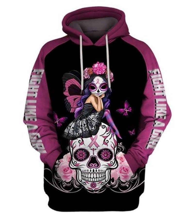 Fight Like A Girl Skull Poco Loco Fairy 3d Hoodie
