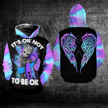 Suicide Awareness, Groot Suicide Awareness, It's Ok Not To Be Ok All Over Print Hoodie, Zip Hoodie