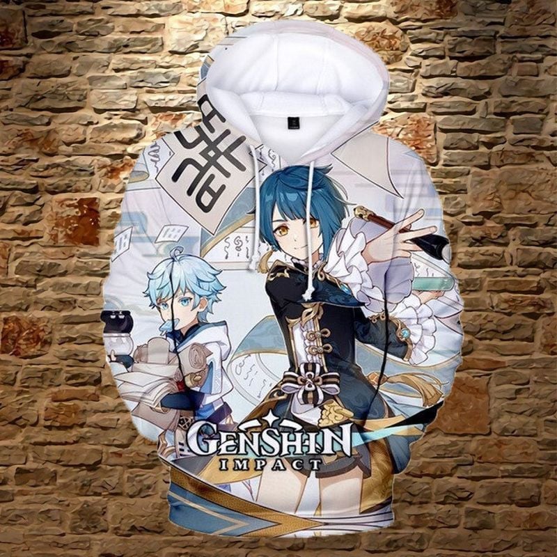 Chongyun And Xingqiu Anime Genshin Impact Over Print 3d Hoodie Zip Hoodie 2