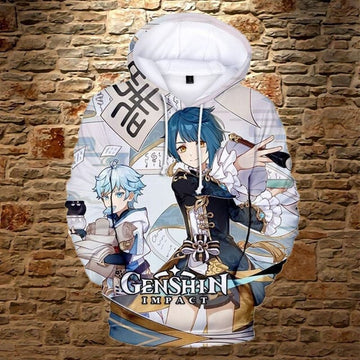 Chongyun And Xingqiu Anime Genshin Impact Over Print 3d Hoodie Zip Hoodie 2