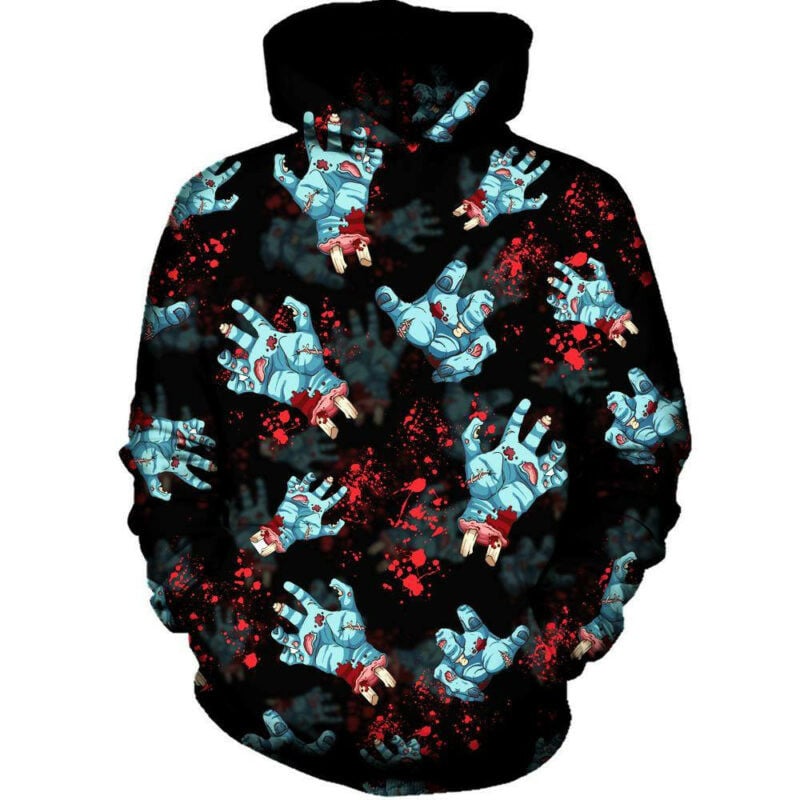 Halloween Hoodie Zombie Hoodie Zombie Hands Pattern Black 3d Hoodie Zip Hoodie