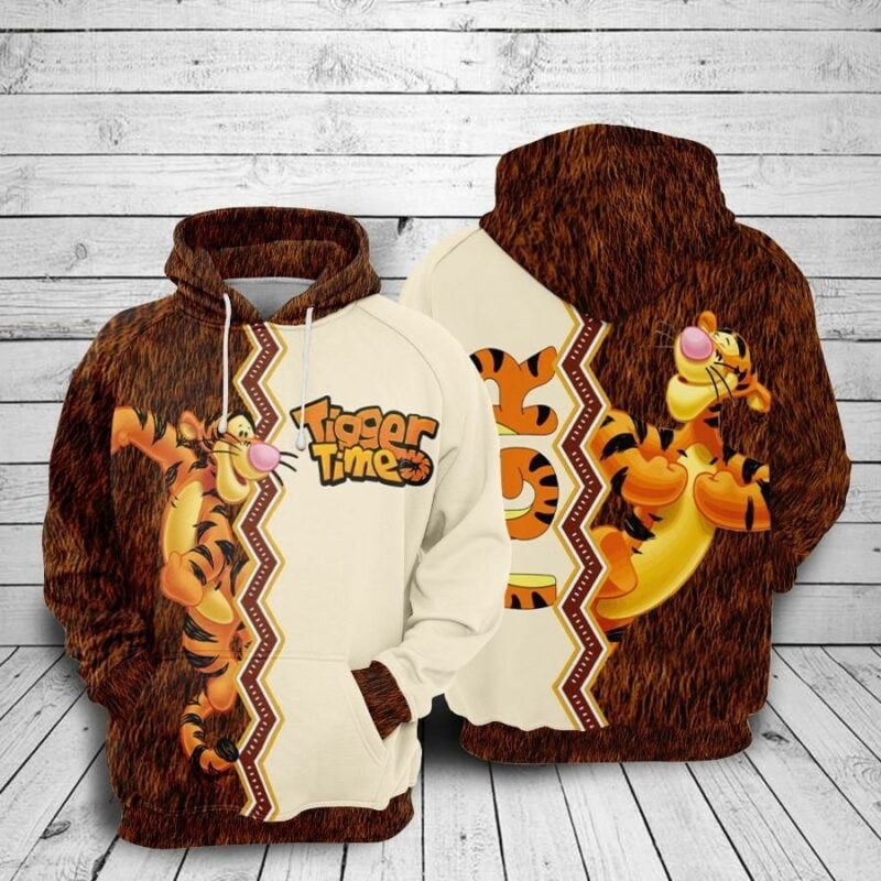 Tigger Times Cartoon Winnie The Pooh Movies Disney Over Print 3d Hoodie Zip Hoodie