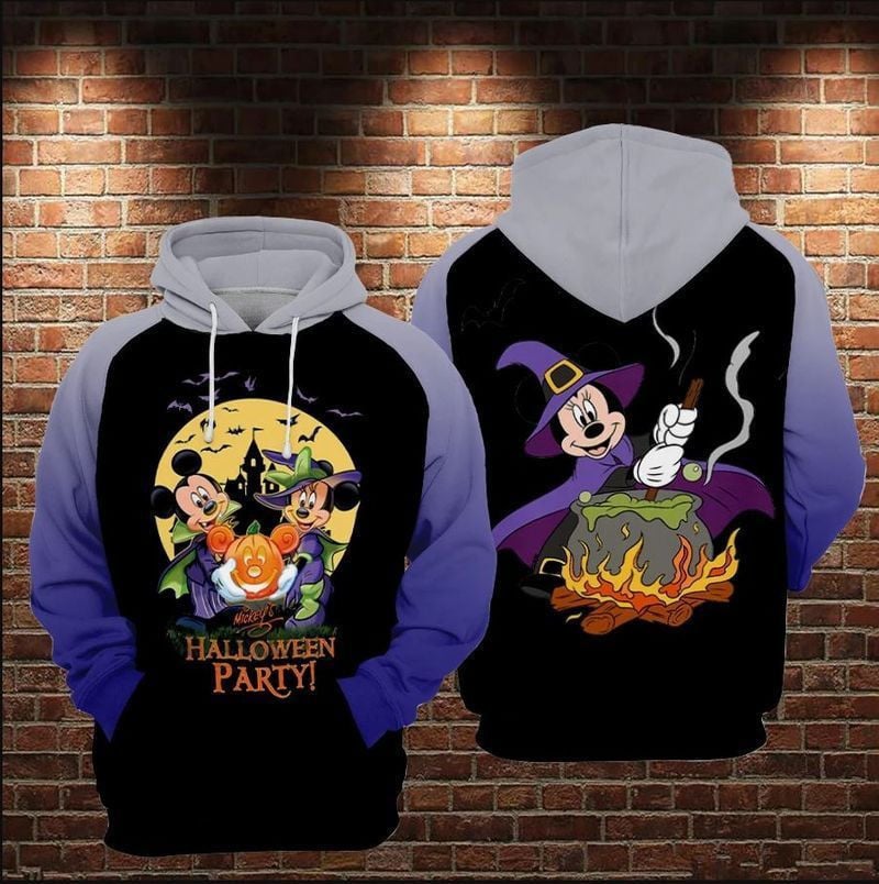 Mickey Minnie Wizard Halloween Theme Over Print 3d Hoodie Zip Hoodie 350