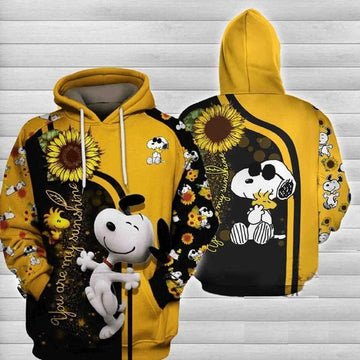 Disney Snoopy Sunflower You Are My Sunshine 3d Hoodie Zip Hoodie