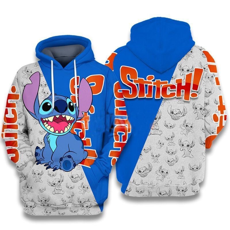 Lilo And Stitch Cute Smiley Face 3d Hoodie Zip Hoodie
