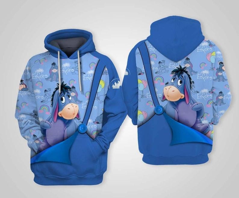 Winne-the-pooh Disney Cartoon Fan Gift, Eeyore Donkey Disney All Over Print Hoodie, Zip Hoodie