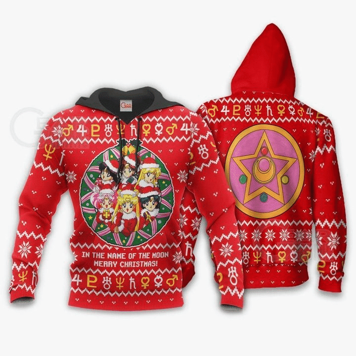 Sailor Moon Ugly Christmas In The Name Of The Moon Merry Christmas Anime Manga For Men And Women 3d Hoodie Zip Hoodie