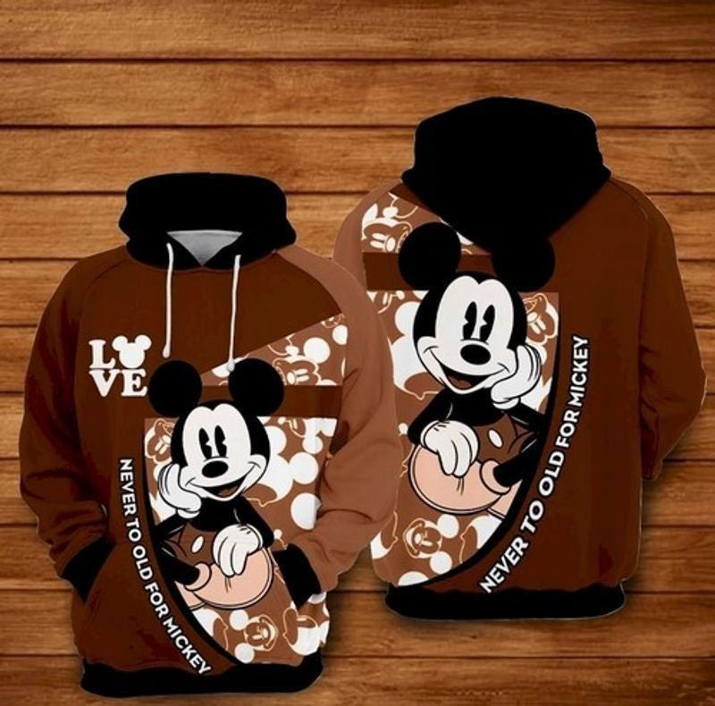 Mickey Mouse Never To Old For Mickey All Over Printed Custom 3d T Shirt Sweatshirt Zip Hoodie Bomber 286