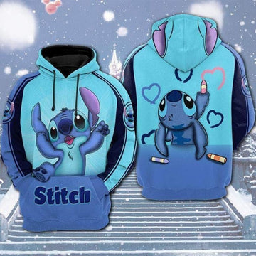 Stitch, Disney Lilo And Stitch Over Print 3d Hoodie Zip Hoodie 1234