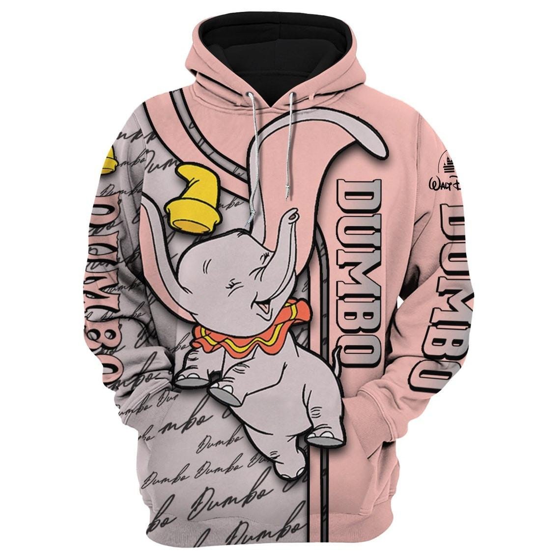 Dumbo Elephant Fan Gift, Dumbo Elephant Gift, Stylist Unisex Cartoon Graphic Outfits Aop Hoodie, Zip Hoodie