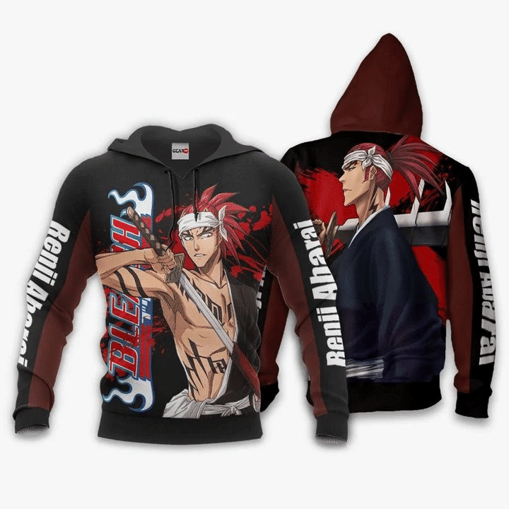 Renji Abarai Anime Manga Bleach For Men And Women 3d Hoodie Zip Hoodie