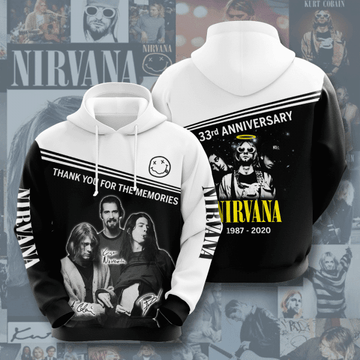 Nirvana 33th Anniversary 1987 2020 Signature Design Gift For Fan Custom 3d Hoodie All Over Printed Hoodie