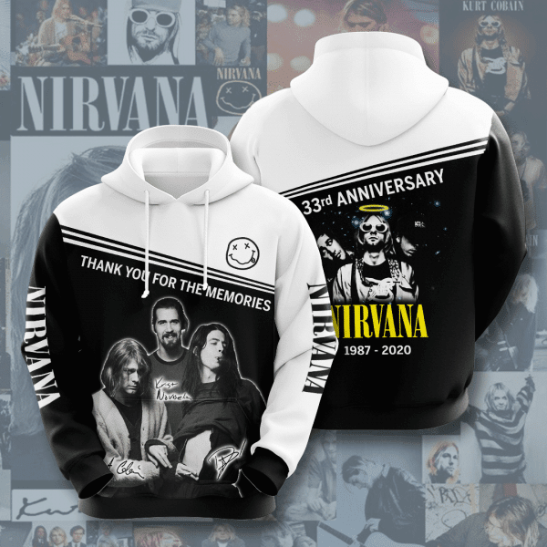 Nirvana 33th Anniversary 1987 2020 Signature Design Gift For Fan Custom 3d Hoodie All Over Printed Hoodie