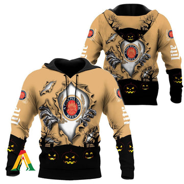 Scary Night Halloween Miller Lite Hoodie &amp; Zip Hoodie