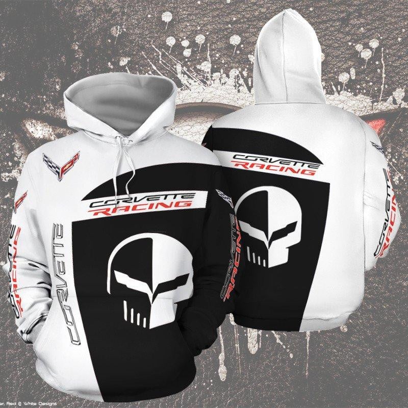 Chevrolet Corvette Racing Black N White Sport Car 3d All Over Print Hoodie 435