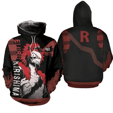 Eijirou Red Riot My Hero Academia Anime Manga For Men And Women 3d Hoodie Zip Hoodie