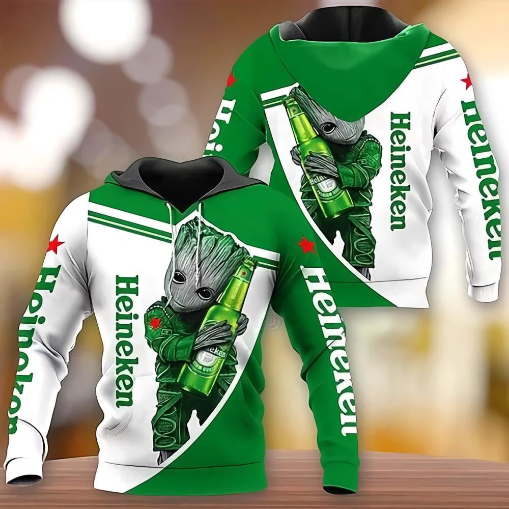 Groot Hugging Heineken Beer Aop Hoodie