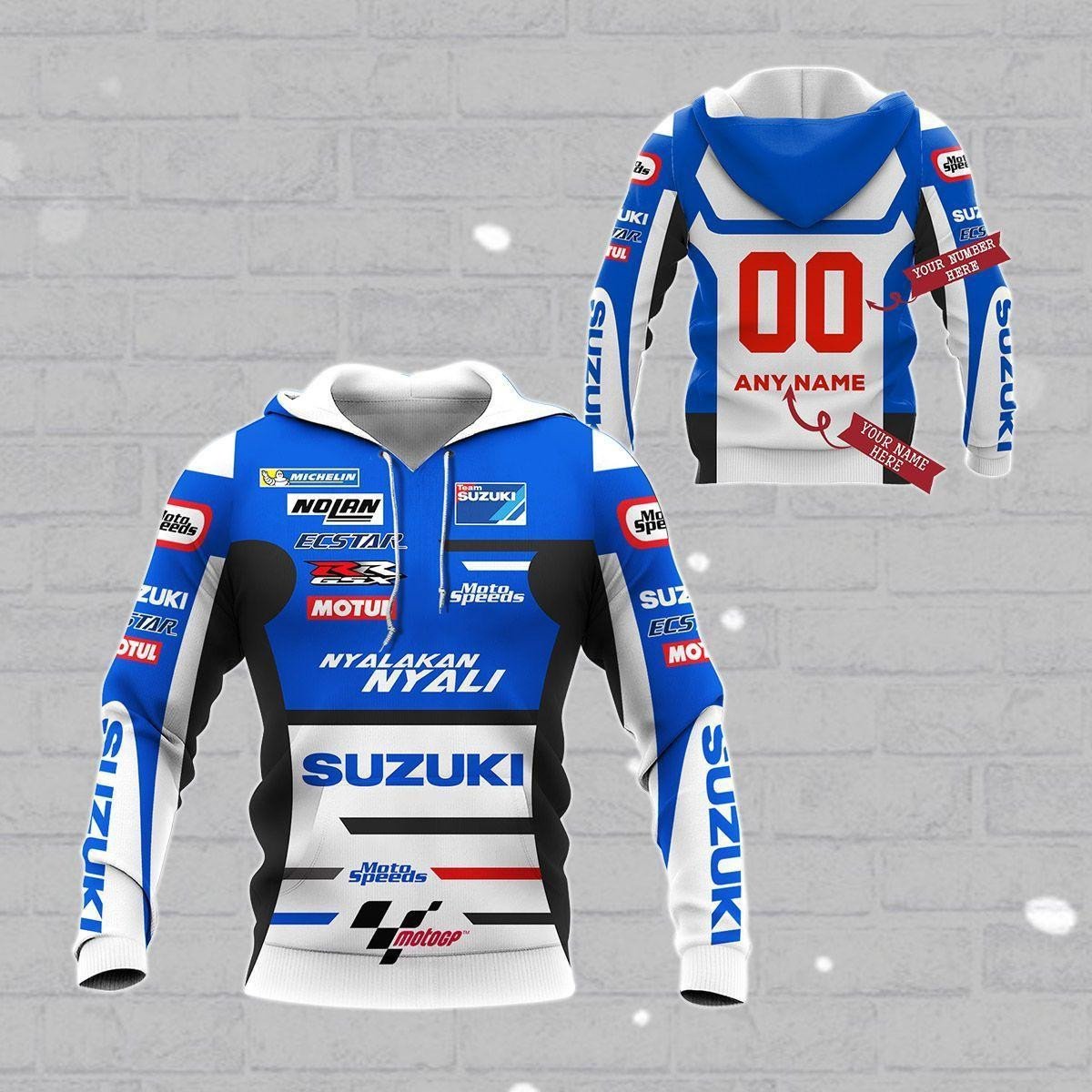 Custom Name &amp; Number Suzuki Racing Shirt Fan Gift 418, Stylist Unisex 3d Hoodie Zip Hoodie