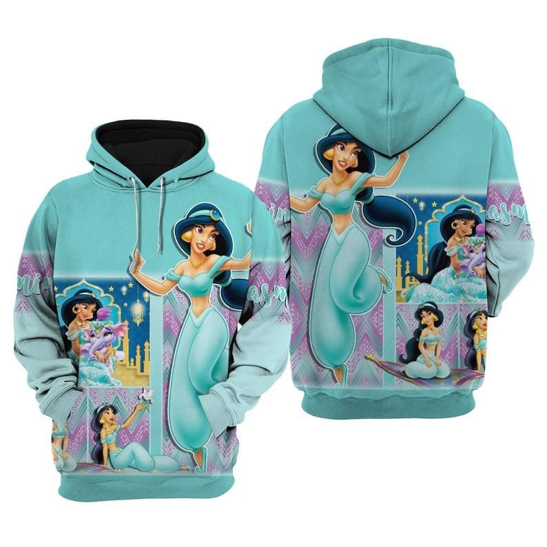 Jasmine Aladdin Disney Princess, Disney Cartoon Fan Gift All Over Print Hoodie, Zip Hoodie