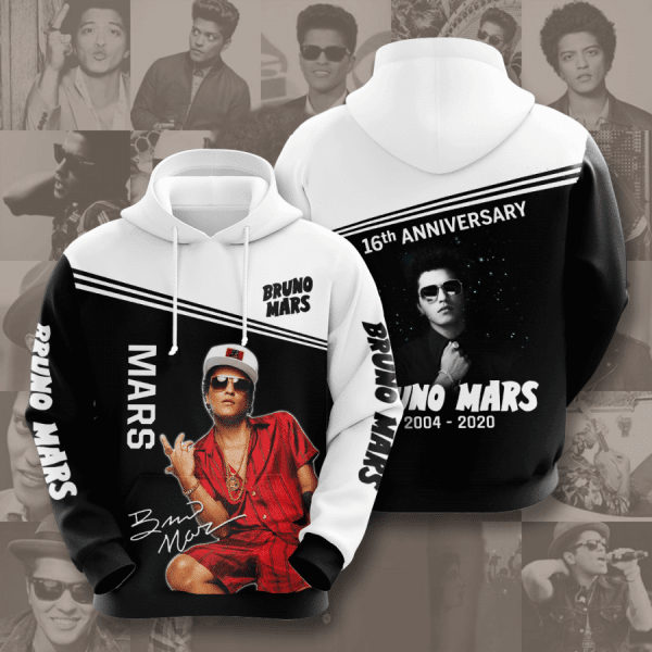 Bruno Mars 16th Anniversary 2004 2020 Signature Design Gift For Fan Custom 3d Hoodie All Over Printed Hoodie