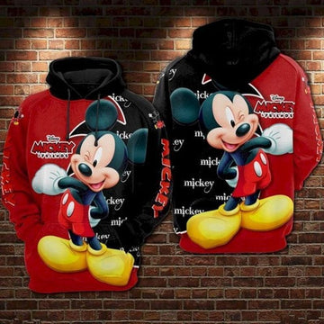 Mickey Mouse Disney Red All Over Printed Custom 3d Hoodie