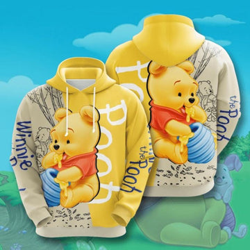 Winnie The Pooh Bear Design Gift For Fan Custom 3d Hoodie All Over Printed Hoodie