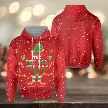 Christmas Elf Hoodie The Pet All The Cats Elf Snowflake Red 3d Hoodie Zip Hoodie