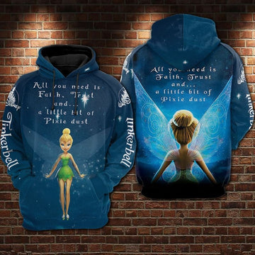 Tinker Bell Disney Over Print 3d Hoodie Zip Hoodie