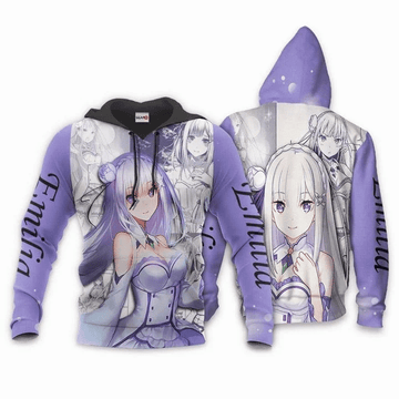 Emilia Anime Manga Re Zero Kara Hajimeru Isekai Seikatsu For Men And Women 3d Hoodie Zip Hoodie