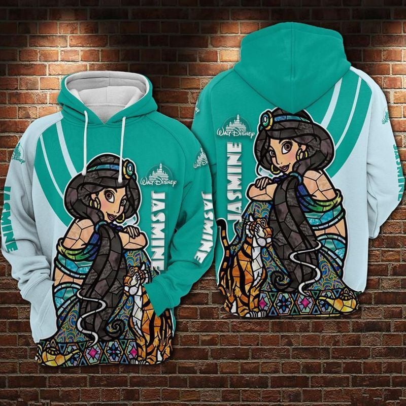 Jasmine Aladdin Stained Glass Style Over Print 3d Hoodie Zip Hoodie