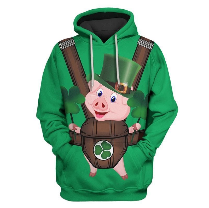 Cute Pig Saint Patrick's Day Over Print 3d Hoodie Zip Hoodie