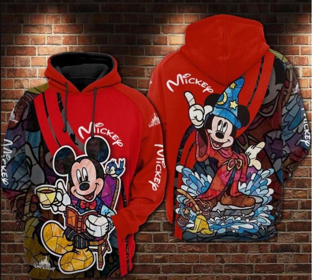 Mickey Mouse Disney, Mickey Wizard Stained Glass Style All Over Print Hoodie