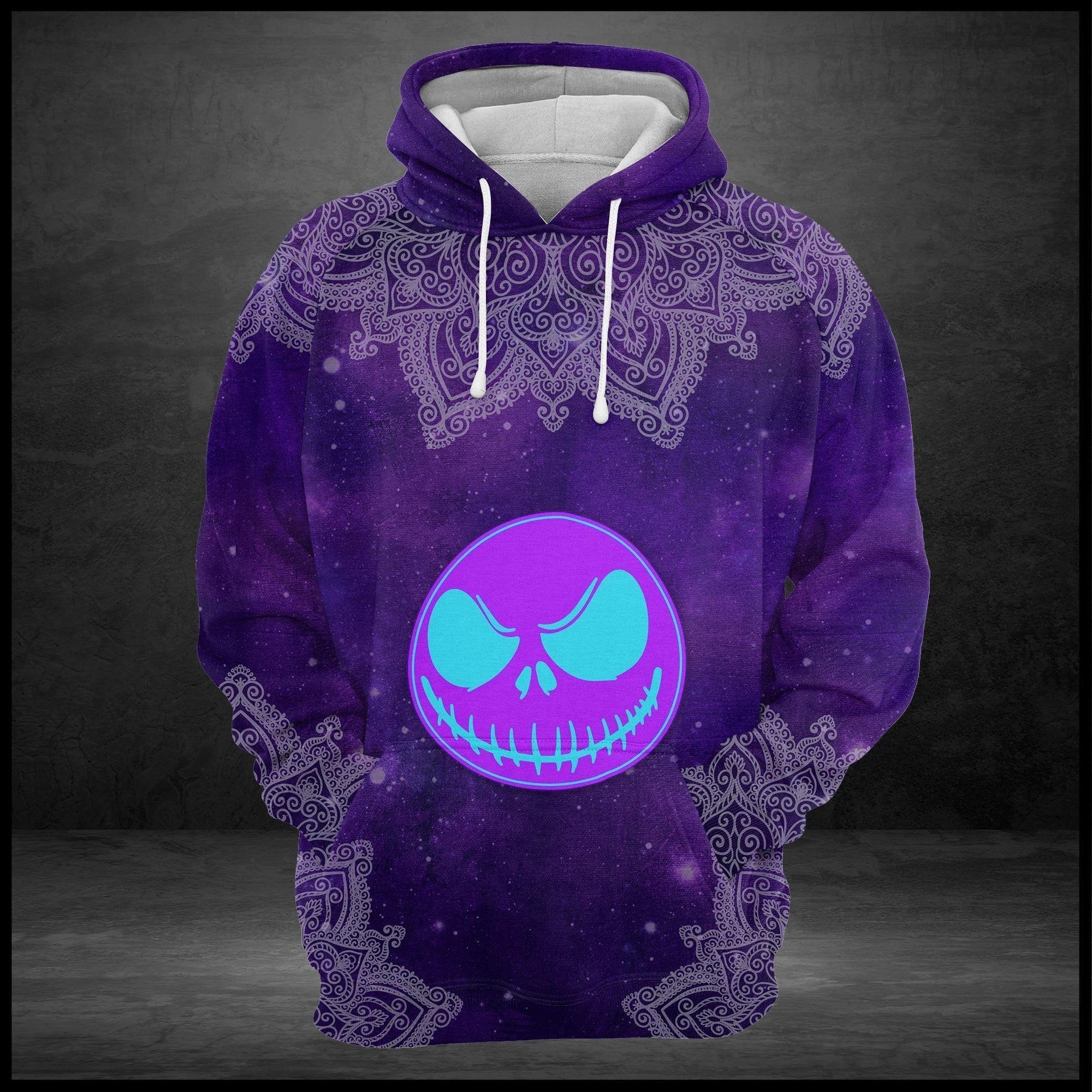 Nightmare Before Christmas Purple Jack Skellington Mandala Aop Hoodie
