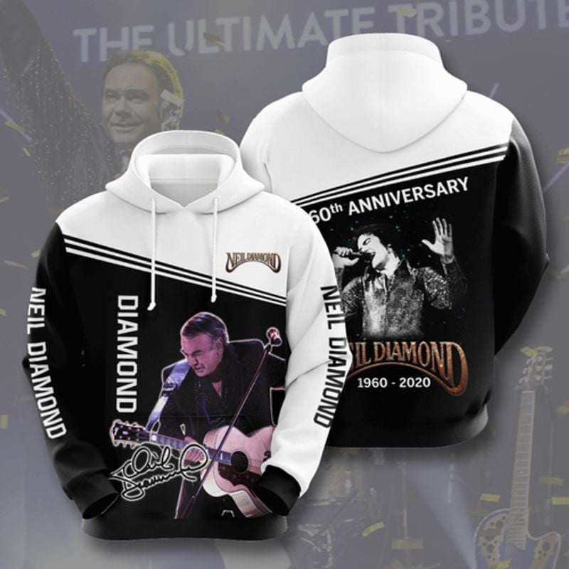 Neil Diamond 1960-2020 60th Anniversary Signature 3d Hoodie