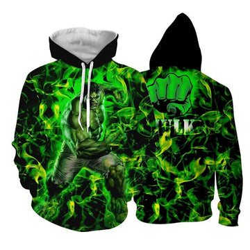 Marvel The Incredible Hulk Fist Design Green Vibrant Aop Hoodie