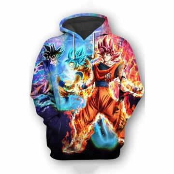 Goku Cartoon Dragon Ball Anime Manga 16 Over Print 3d Hoodie Zip Hoodie
