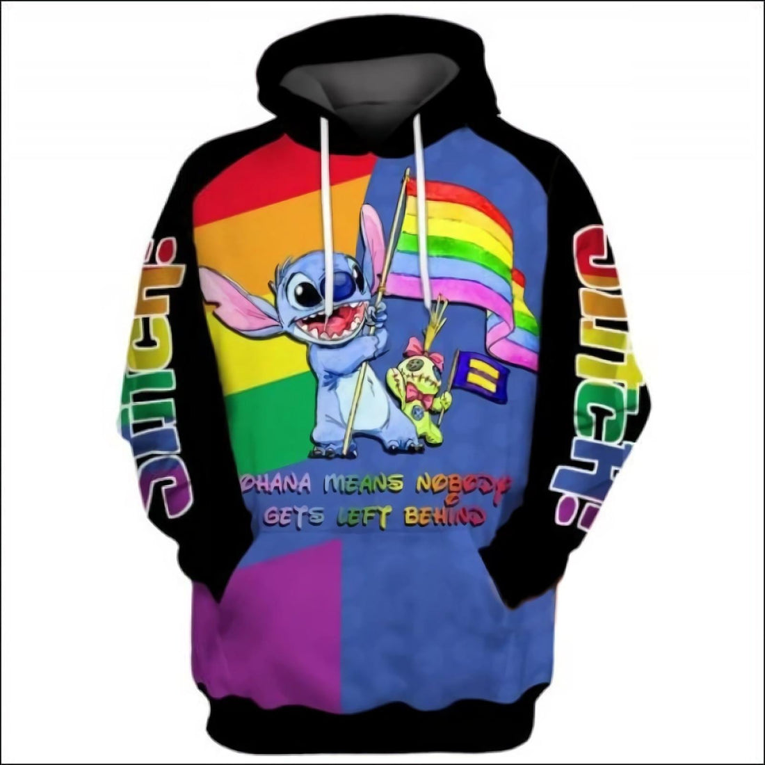 Lilo And Stitch Disney, Lgbt Stitch Ohana Means Nobody Gets Left Behind All Over Print Hoodie