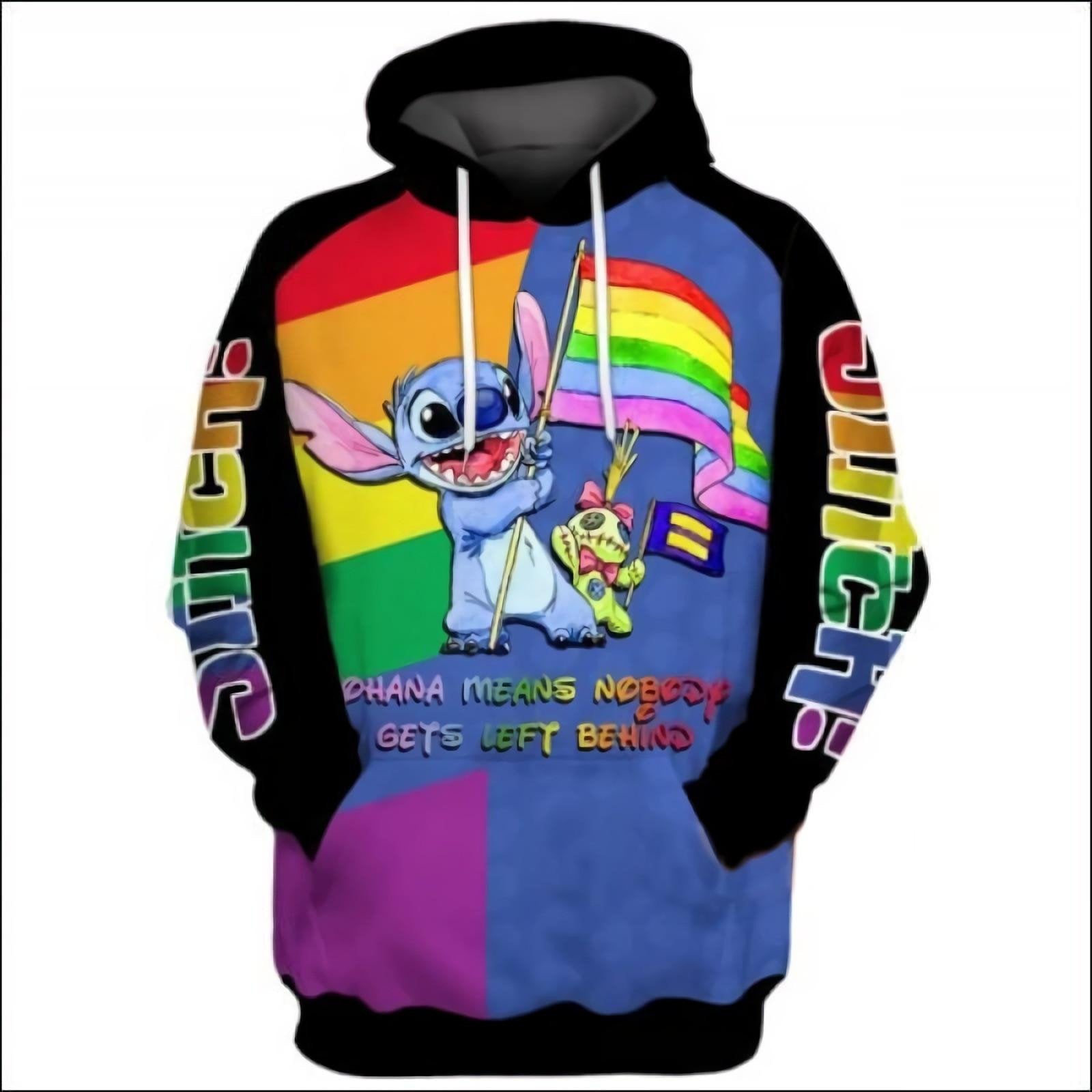 Lilo And Stitch Disney, Lgbt Stitch Ohana Means Nobody Gets Left Behind All Over Print Hoodie