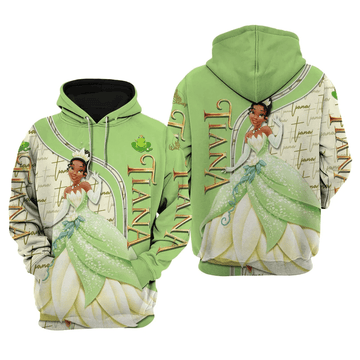 Tiana The Princess And The Frog Walt Disney Fan Gift, Stylist Unisex Cartoon Graphic Outfits Aop Hoodie, Zip Hoodie