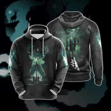 Harry Potter Deer Story Book Patronus Black Green 3d Hoodie Zip Hoodie