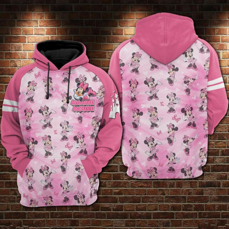 Minnie Mouse Pattern Pink 3d Hoodie Zip Hoodie