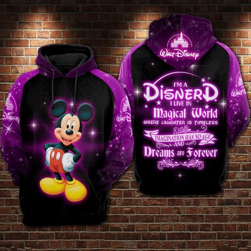 Mickey I Am A Disnerd Over Print 3d Hoodie Zip Hoodie 634