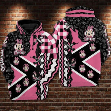 Minnie Stitches Square Check Pattern Pin 3d Hoodie Zip Hoodie