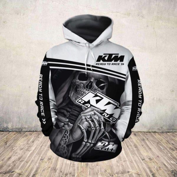 Death Skull Ktm Ready To Race, Ktm Racing All Over Print Hoodie
