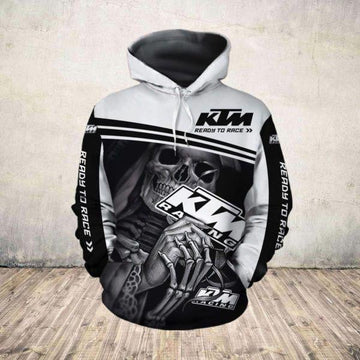 Death Skull Ktm Ready To Race, Ktm Racing All Over Print Hoodie